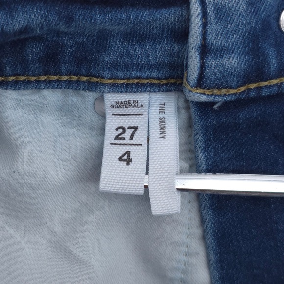 LOFT Women Jeans The Skinny 27/4 Blue Distressed Raw Hem High Rise - Picture 6 of 11